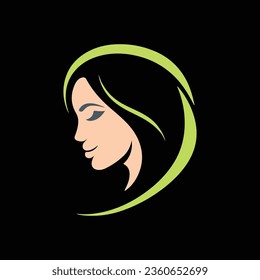 Fashion and Hair Beauty woman face salon silhouette logo vector design