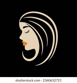 Fashion and Hair Beauty woman face salon silhouette logo vector design