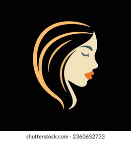 Fashion and Hair Beauty woman face salon silhouette logo vector design