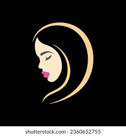 Fashion and Hair Beauty woman face salon silhouette logo vector design