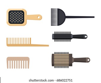 Fashion hairdresser comb with hair clipper and hairbrush isolated professional stylish barber tools for cutting vector illustration.