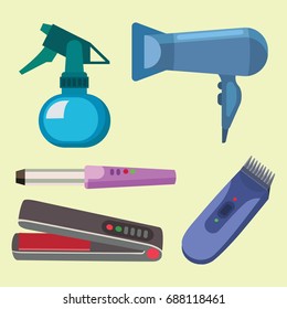 Fashion hairdresser with hair clipper and hairbrush isolated professional stylish barber tools for cutting vector illustration.