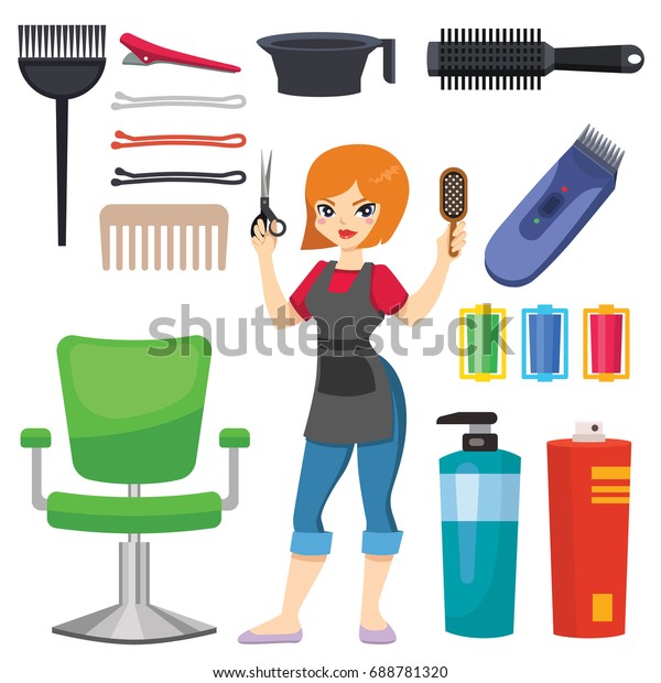 Fashion Hairdresser Hair Clipper Hairbrush Isolated Stock Vector Royalty Free 688781320 