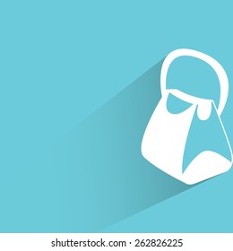 fashion hand bag, female bag on blue background, flat and shadow theme