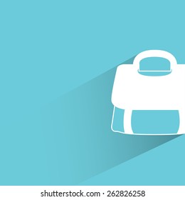fashion hand bag, female bag on blue background, flat and shadow theme