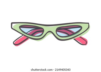 Fashion  of hand drawn cartoon trendy sunglasses isolated on white background. Summer time concept. Vector illustration EPS10