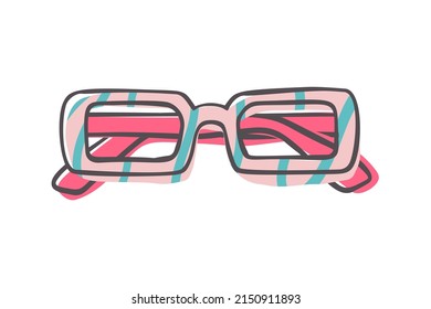 Fashion hand drawn cartoon trendy sunglasses isolated on white background. Summer time concept. Vector illustration EPS10
