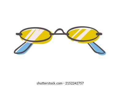 Fashion hand drawn cartoon trendy sunglasses isolated on white background. Summer time concept. Vector illustration EPS10