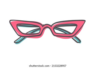 Fashion hand drawn cartoon trendy sunglasses isolated on white background. Summer time concept. Vector illustration EPS10