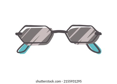 Fashion hand drawn cartoon trendy sunglasses isolated on white background. Summer time concept. Vector illustration EPS10