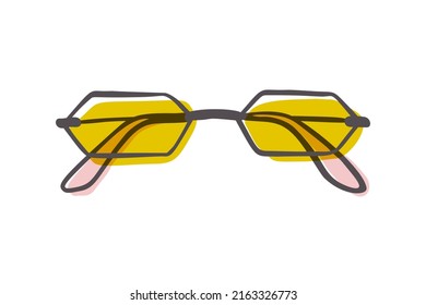 Fashion hand drawn cartoon trendy sunglasses isolated on white background. Summer time concept. Vector illustration EPS10