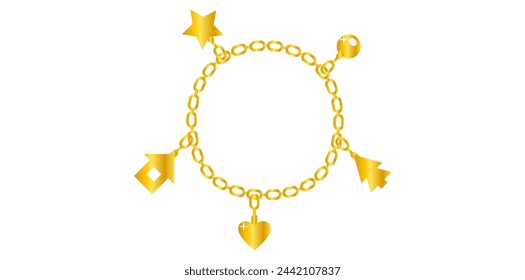 Fashion Hand Drawn Golden Jewelry Vector Illustration.