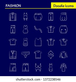 Fashion Hand Drawn Icons Set For Infographics, Mobile UX/UI Kit And Print Design. Include: Hair Dryer, Hair Dresser, Hairs, Makeup, Top, Garments, Collection Modern Infographic Logo And Pictogram. - V