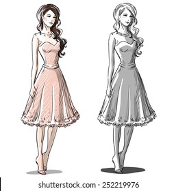 Fashion hand drawn illustration. Vector sketch. 