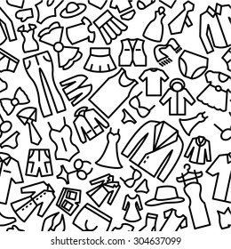 Fashion Hand Drawn Sketchy Outline Seamless Icon Pattern 