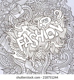 Fashion hand lettering and doodles elements background. Vector illustration