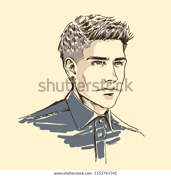 Fashion Handsome Man Male Head Close Stock Vector Royalty Free