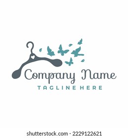 Fashion Hanger Butterfly Logo Design