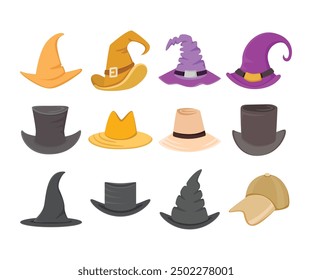 fashion hat and cap icons set vector illustration