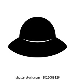 Fashion hat. Women's black hat. Lady retro hat. Vector illustration.