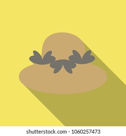 Fashion hat. Women's hat with bow. Lady retro hat. Vector illustration.