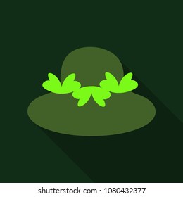 Fashion hat. Women's hat with bow. Lady retro hat. Vector illustration.