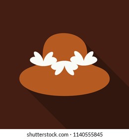 Fashion hat. Women's hat with bow. Lady retro hat. Vector illustration.
