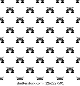 Fashion head cat pattern seamless vector repeat geometric for any web design