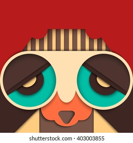 Fashion hipster background. Hippie man with aviator sunglasses and retro haircut. Hipster character. Modern material design. Vector illustration