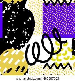 Fashion hipster seamless pattern. Geometric abstract shapes. Memphis. Pop art trendy style. Minimal background texture. Funky print. Vector design
