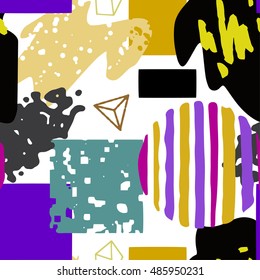 Fashion hipster seamless pattern. Geometric abstract shapes. Memphis. Pop art trendy style. Minimal background texture. Funky print. Vector design 