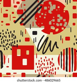 Fashion hipster seamless pattern. Geometric abstract shapes. Memphis. Pop art trendy style. Minimal background texture. Funky print. Vector design