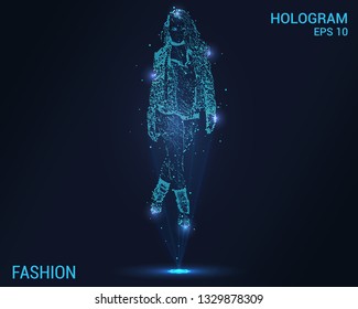 Fashion hologram. Digital and technological fashion background. Futuristic fashion design