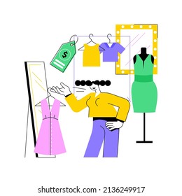 Fashion house abstract concept vector illustration. High fashion, couturier house, clothing design brand, luxury accessories production, exclusive apparel, red carpet dress abstract metaphor.