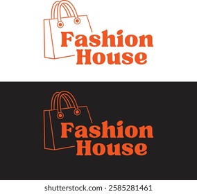 Fashion House Logo Design. Vector illustration of shopping bag