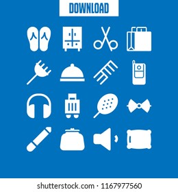 fashion icon. 16 fashion vector set. bow tie, hair salon, dinner and cellphone icons for web and design about fashion theme