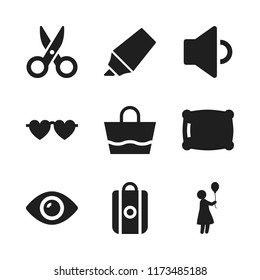 fashion icon. 9 fashion vector icons set. highlighter, eye and woman with balloon icons for web and design about fashion theme