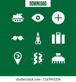 fashion icon. 9 fashion vector set. hair salon, scissors, luggage pin and tank icons for web and design about fashion theme