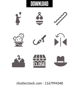 fashion icon. 9 fashion vector set. hair curler, clothing, hat and woman with balloon icons for web and design about fashion theme
