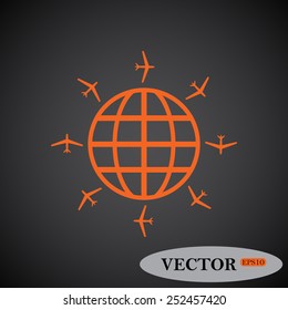 Fashion Icon aircraft around the world, vector illustration, EPS 10