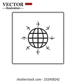 Fashion Icon aircraft around the world, vector illustration, EPS 10
