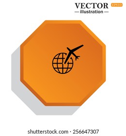 Fashion Icon aircraft around the world, vector illustration, EPS 10