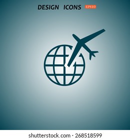 Fashion Icon aircraft around the world. icon. vector design