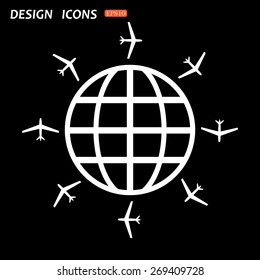 Fashion Icon aircraft around the world. icon. vector design