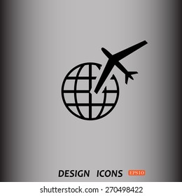 Fashion Icon aircraft around the world. icon. vector design