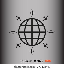 Fashion Icon aircraft around the world. icon. vector design