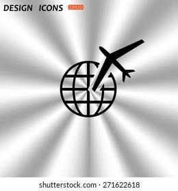 Fashion Icon aircraft around the world. icon. vector design