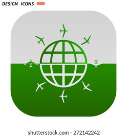 Fashion Icon aircraft around the world. icon. vector design