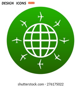 Fashion Icon aircraft around the world. icon. vector design