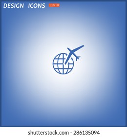 Fashion Icon aircraft around the world. icon. vector design